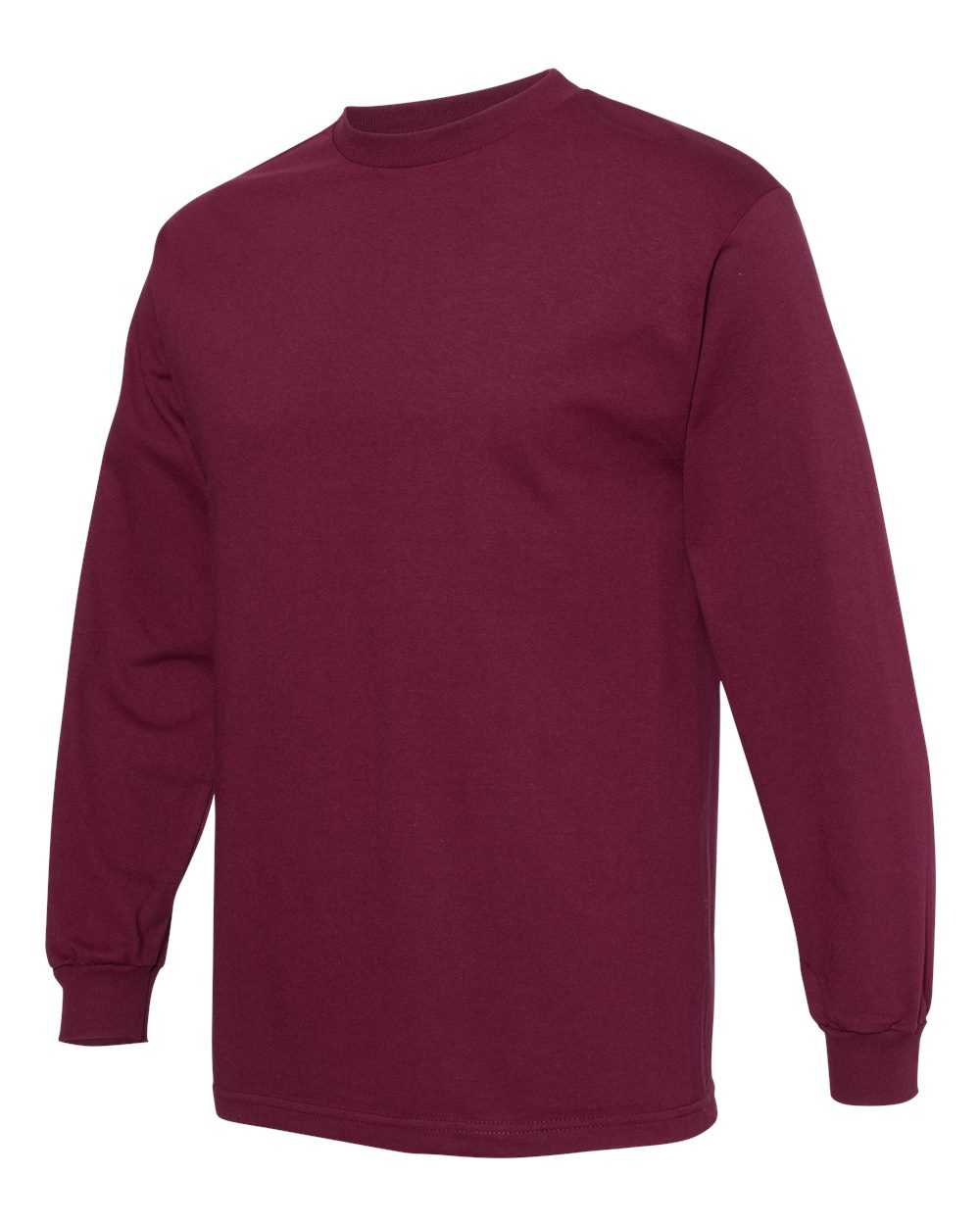 American Apparel 1304 Unisex Heavyweight Cotton Long Sleeve T-Shirt - Burgundy - HIT a Double