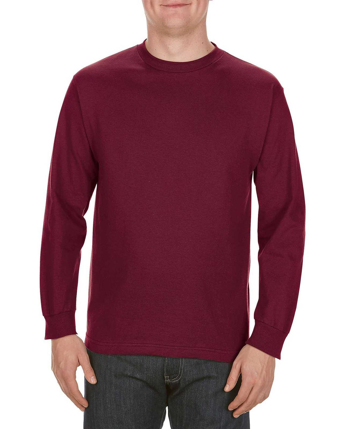 American Apparel 1304 Unisex Heavyweight Cotton Long Sleeve T-Shirt - Burgundy - HIT a Double