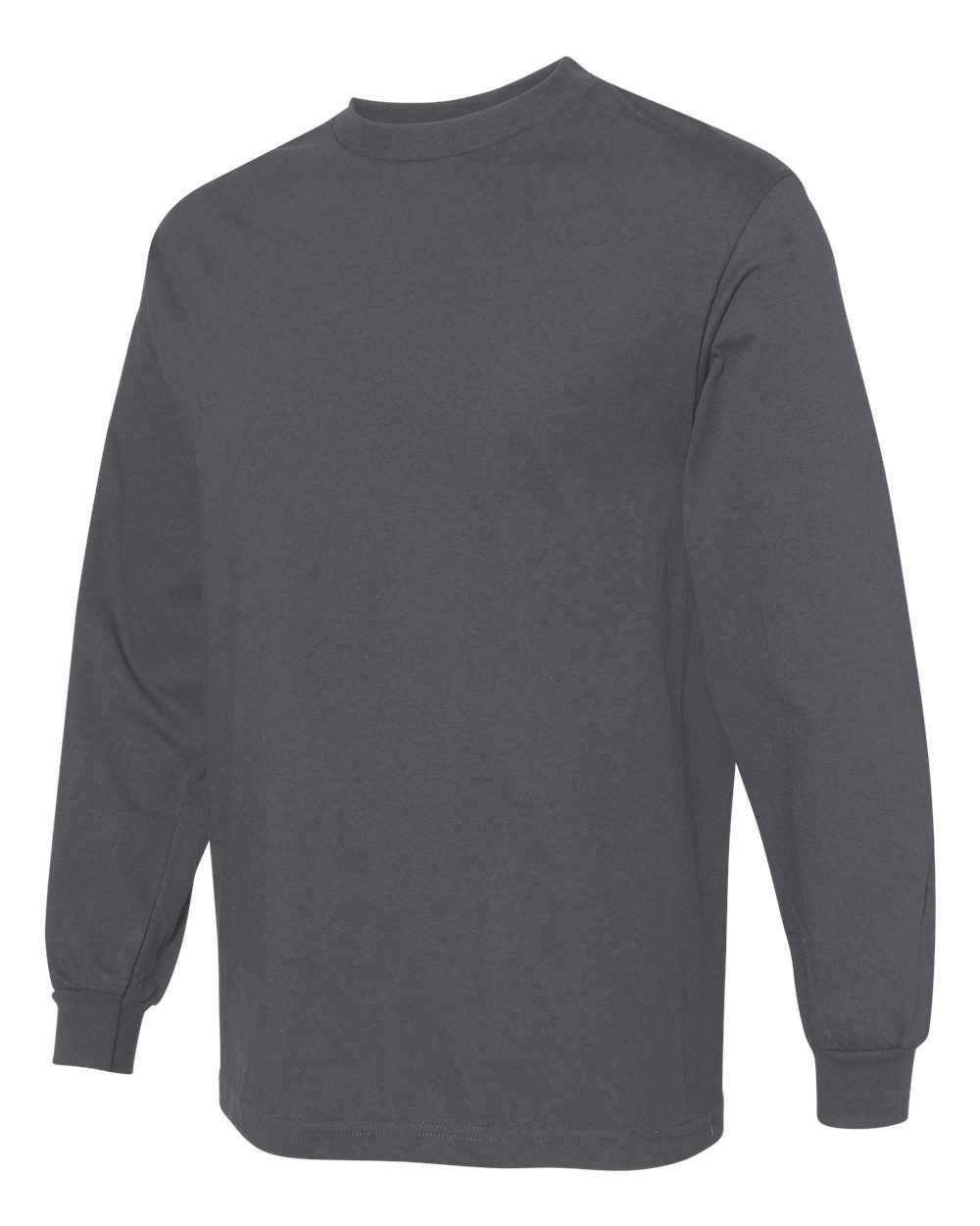 American Apparel 1304 Unisex Heavyweight Cotton Long Sleeve T-Shirt - Charcoal - HIT a Double