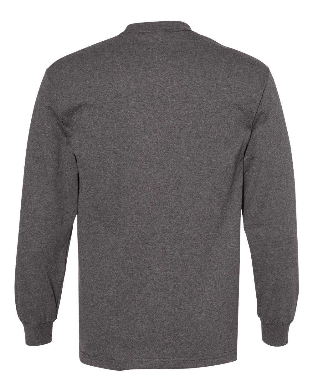 American Apparel 1304 Unisex Heavyweight Cotton Long Sleeve T-Shirt - Charcoal Heather - HIT a Double