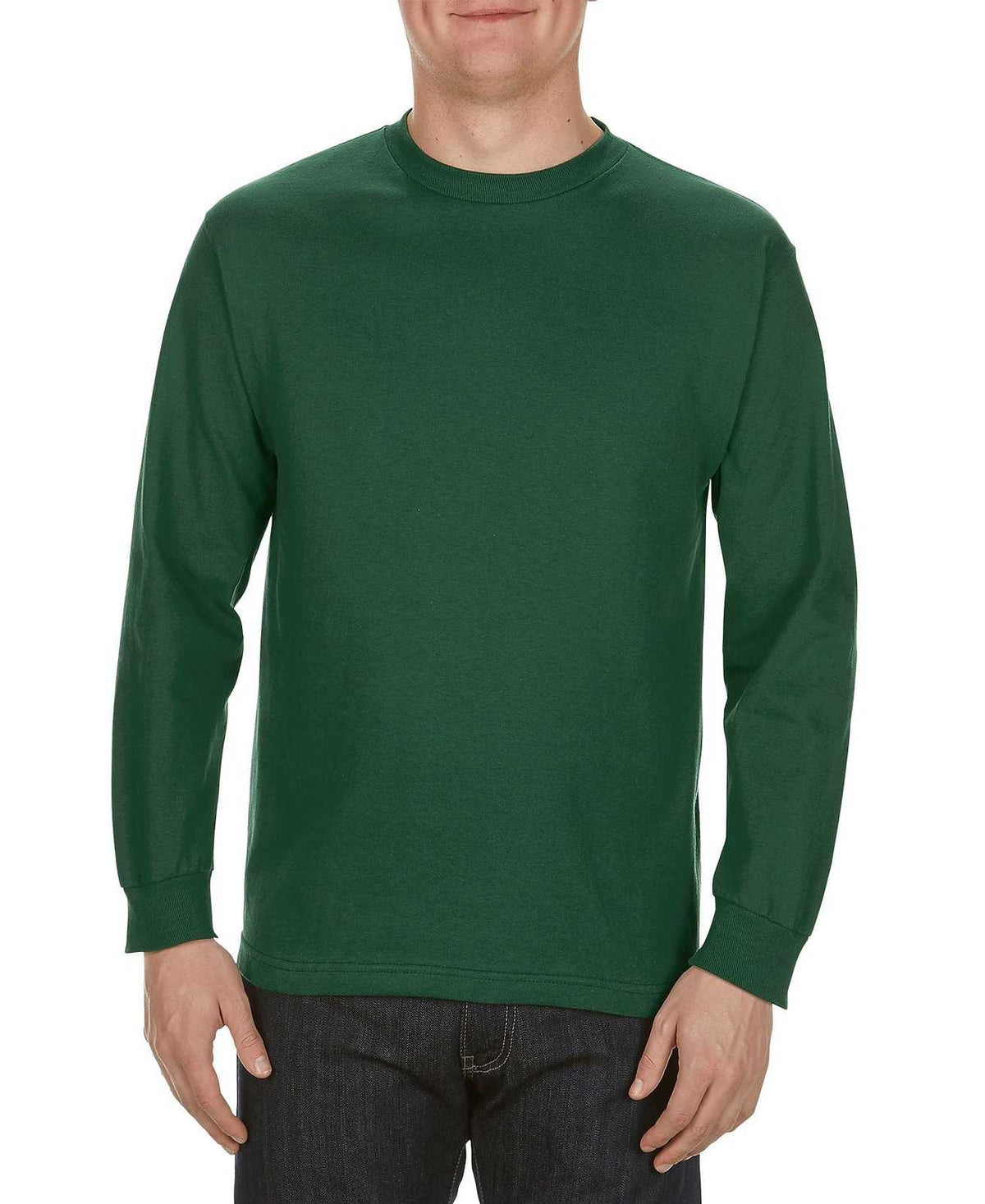 American Apparel 1304 Unisex Heavyweight Cotton Long Sleeve T-Shirt - Forest Green - HIT a Double