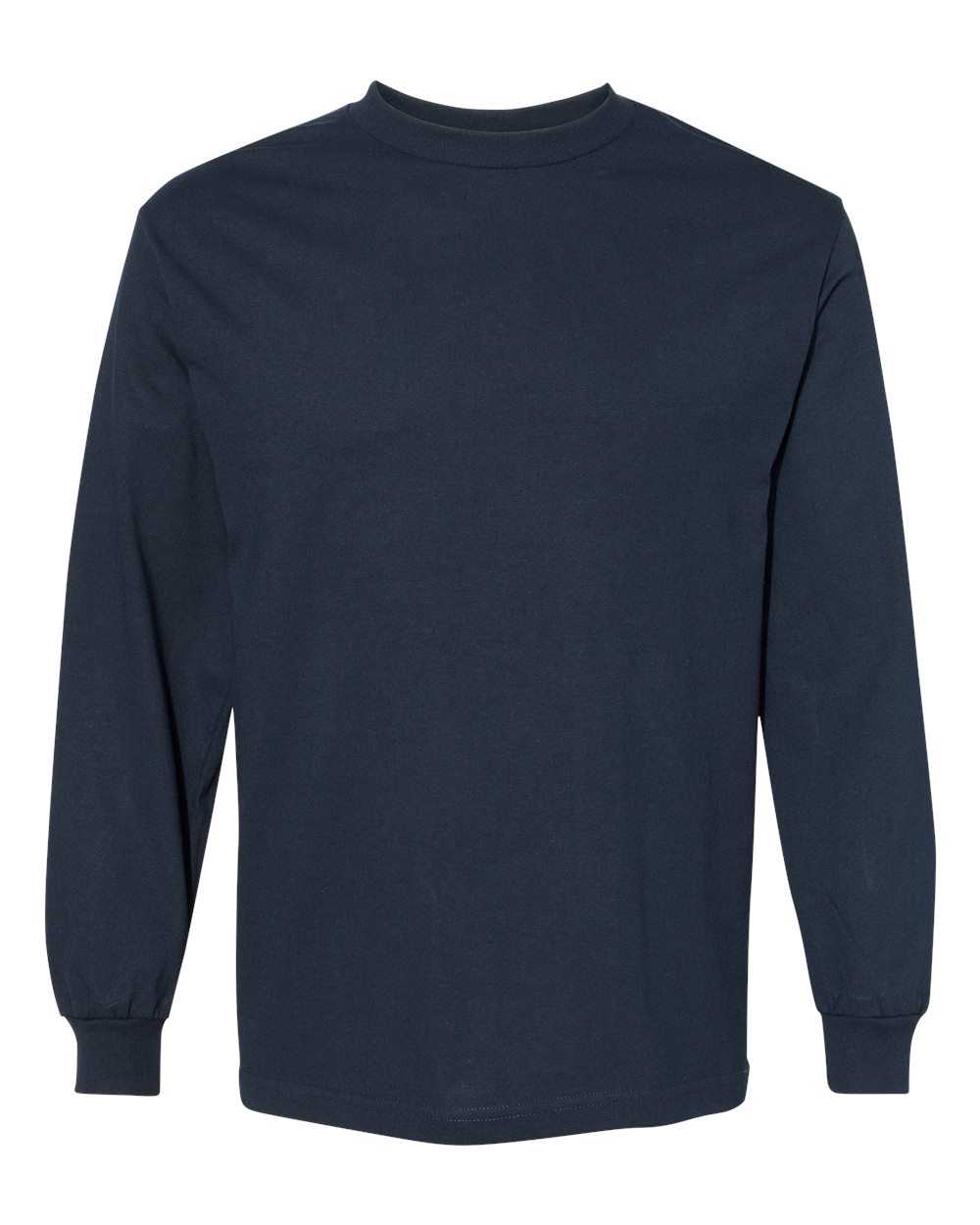 American Apparel 1304 Unisex Heavyweight Cotton Long Sleeve T-Shirt - Navy - HIT a Double