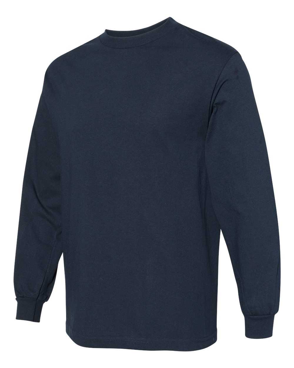 American Apparel 1304 Unisex Heavyweight Cotton Long Sleeve T-Shirt - Navy - HIT a Double