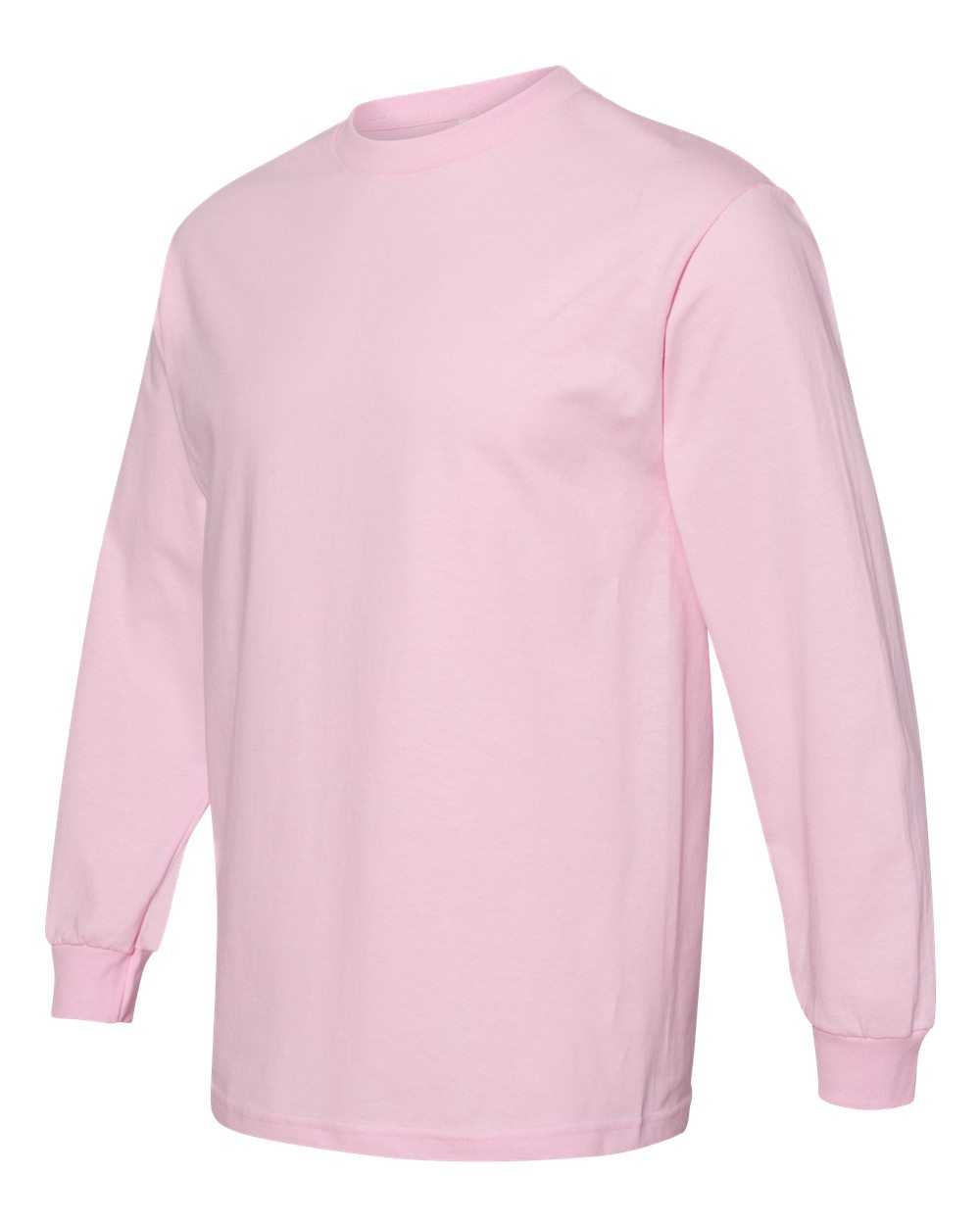 American Apparel 1304 Unisex Heavyweight Cotton Long Sleeve T-Shirt - Pink - HIT a Double