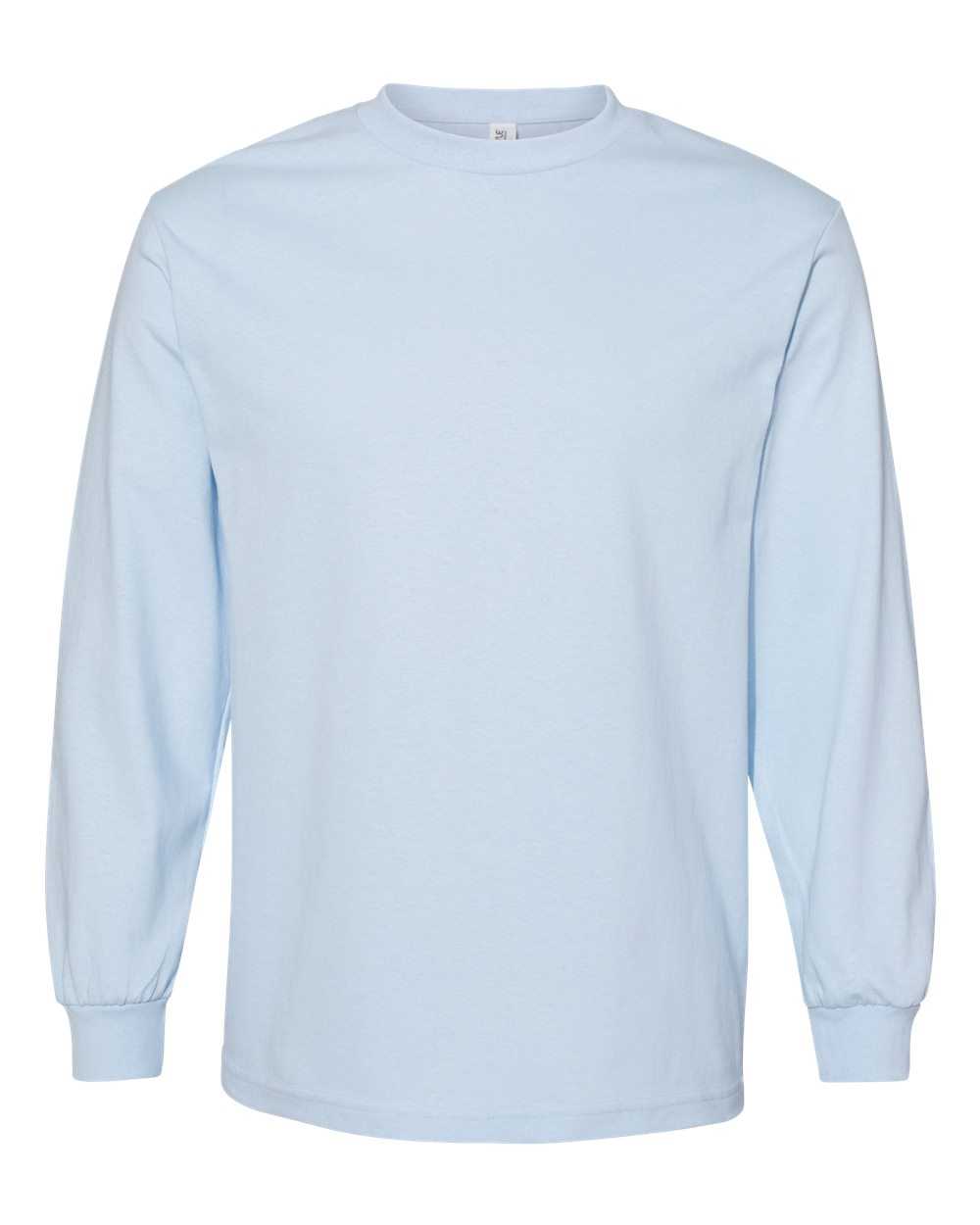 American Apparel 1304 Unisex Heavyweight Cotton Long Sleeve T-Shirt - Powder Blue - HIT a Double