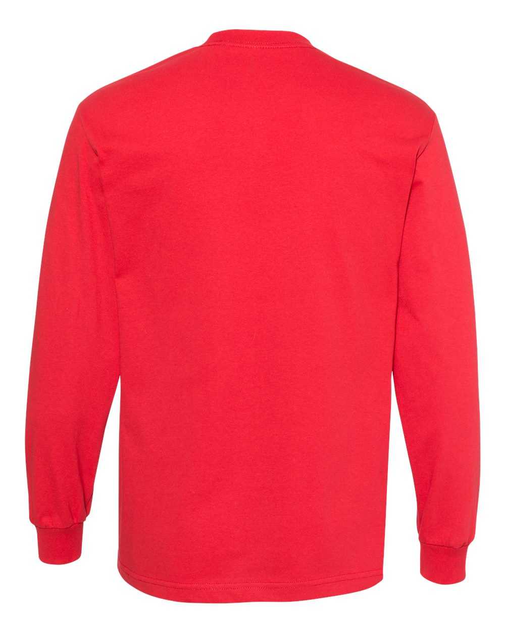 American Apparel 1304 Unisex Heavyweight Cotton Long Sleeve T-Shirt - Red - HIT a Double