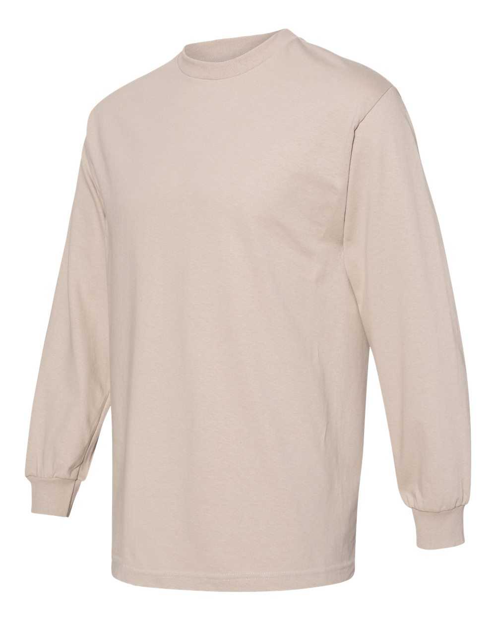 American Apparel 1304 Unisex Heavyweight Cotton Long Sleeve T-Shirt - Sand - HIT a Double