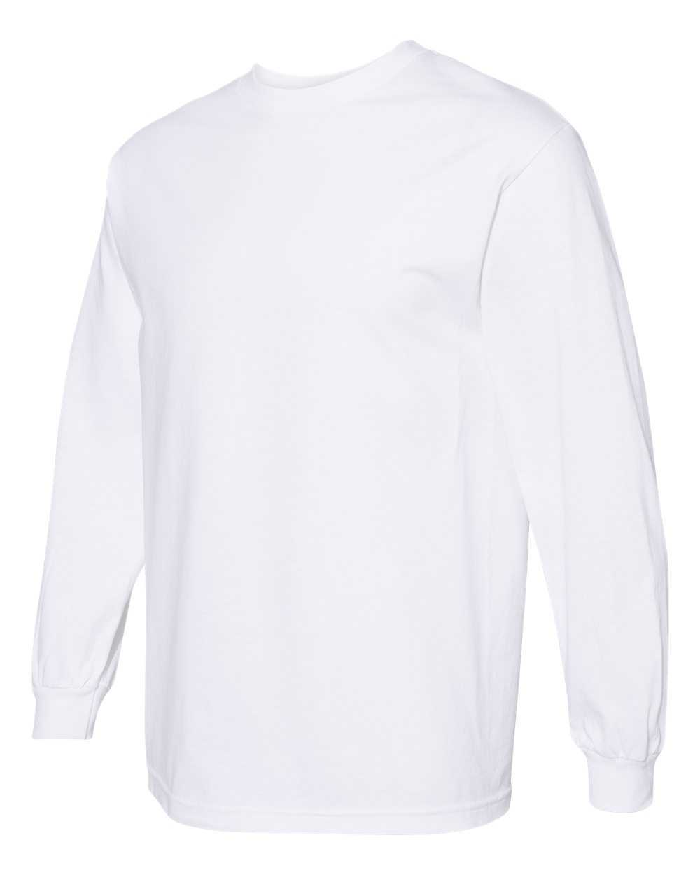 American Apparel 1304 Unisex Heavyweight Cotton Long Sleeve T-Shirt - White - HIT a Double
