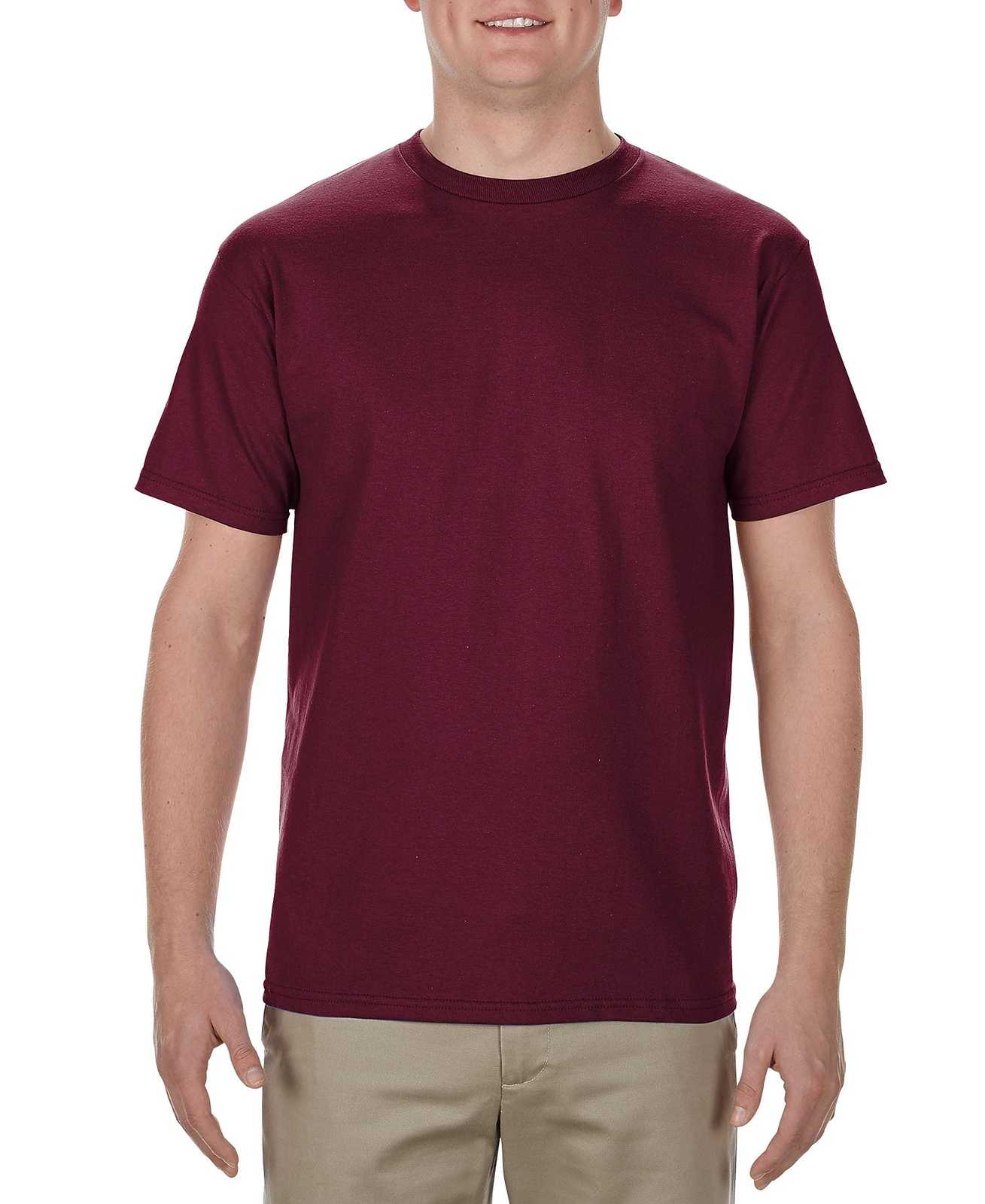 American Apparel 1701 Midweight Cotton Unisex T-Shirt - Burgundy - HIT a Double
