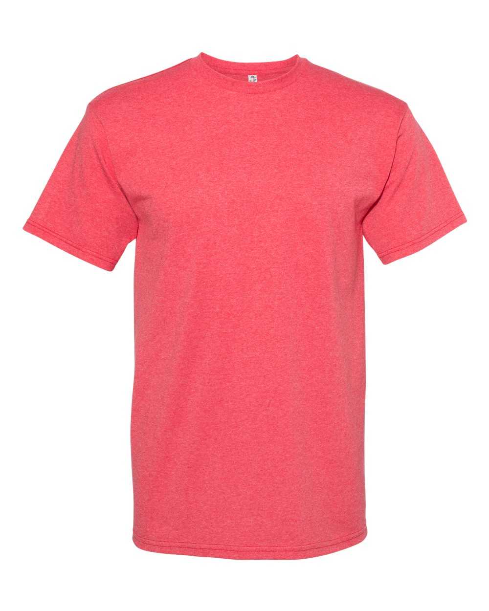 American Apparel 1701 Midweight Cotton Unisex T-Shirt - Red Heather - HIT a Double