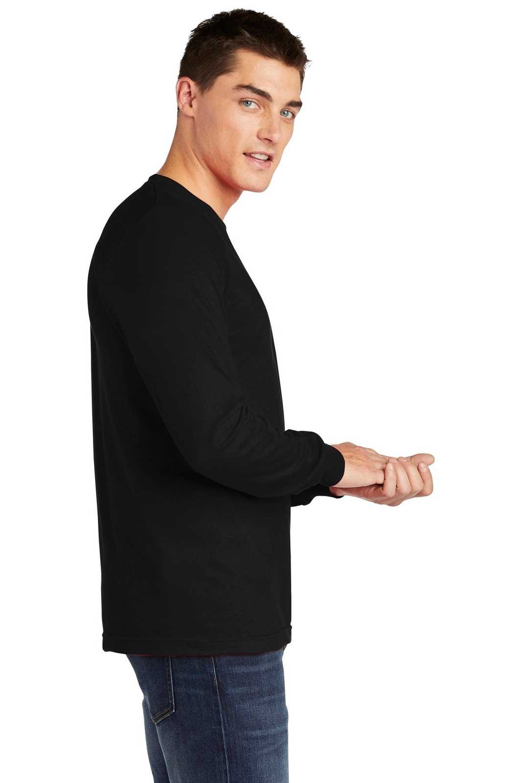 American Apparel 2007W Fine Jersey Long Sleeve T-Shirt - Black - HIT a Double