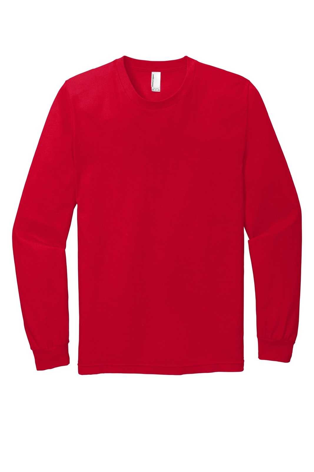 American Apparel 2007W Fine Jersey Long Sleeve T-Shirt - Red - HIT a Double