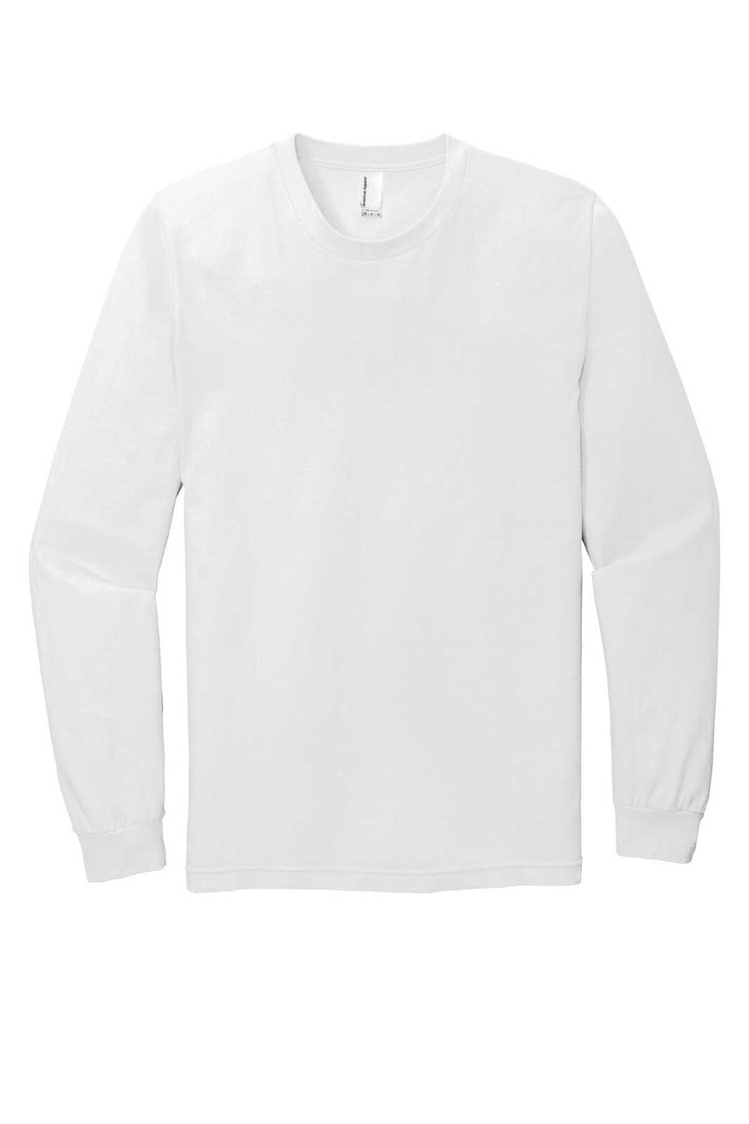 American Apparel 2007W Fine Jersey Long Sleeve T-Shirt - White - HIT a Double