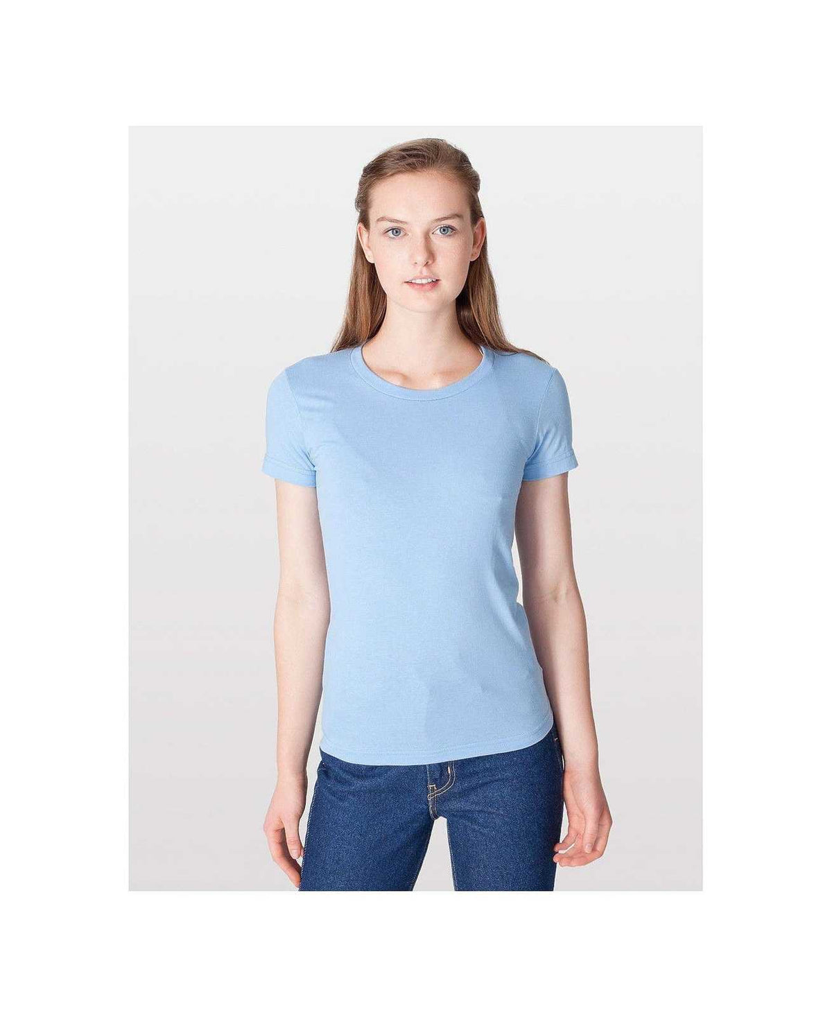 American Apparel 2102W Women&#39;s Fine Jersey T-Shirt - Baby Blue - HIT a Double