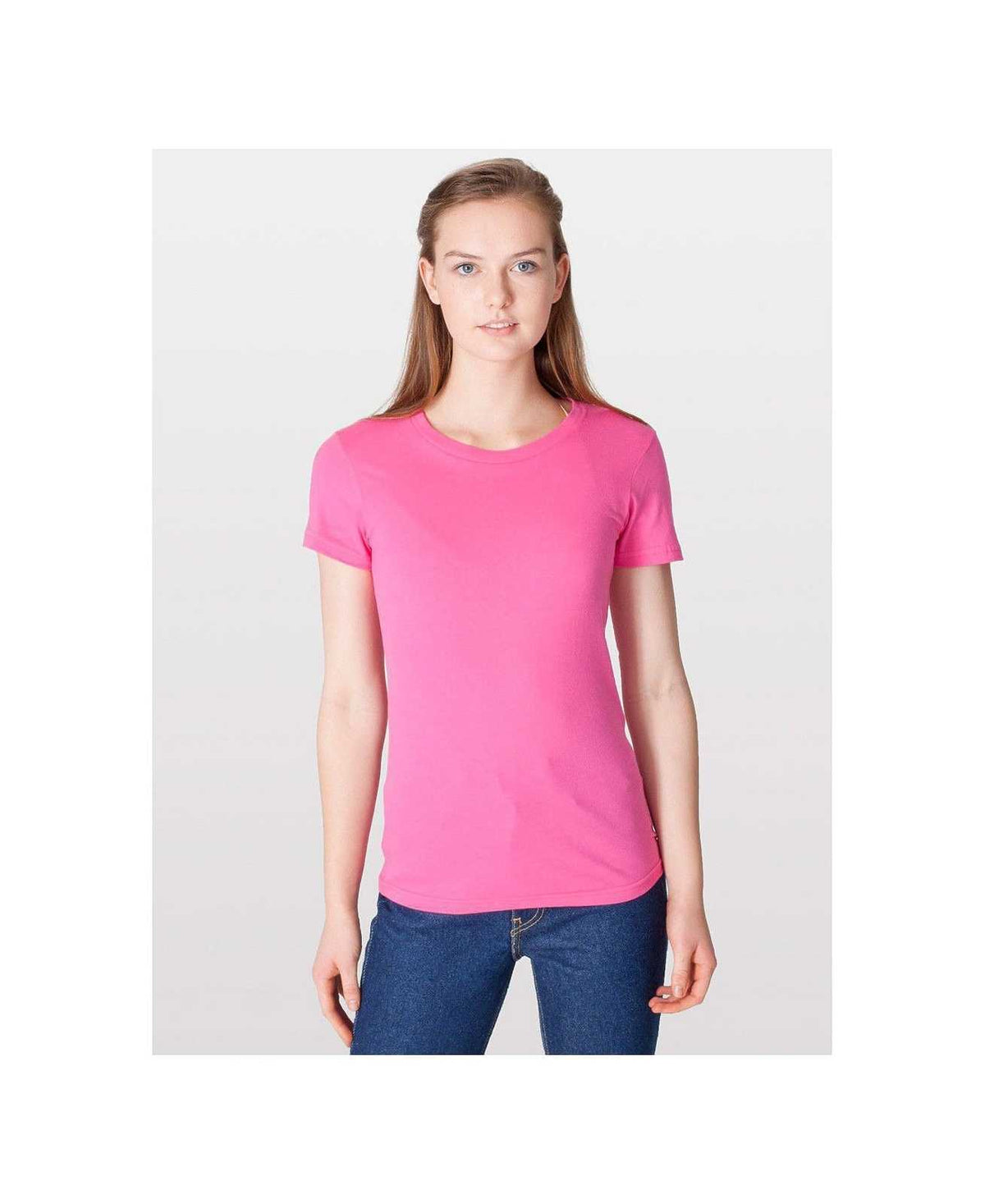 American Apparel 2102W Women&#39;s Fine Jersey T-Shirt - Fuchsia - HIT a Double