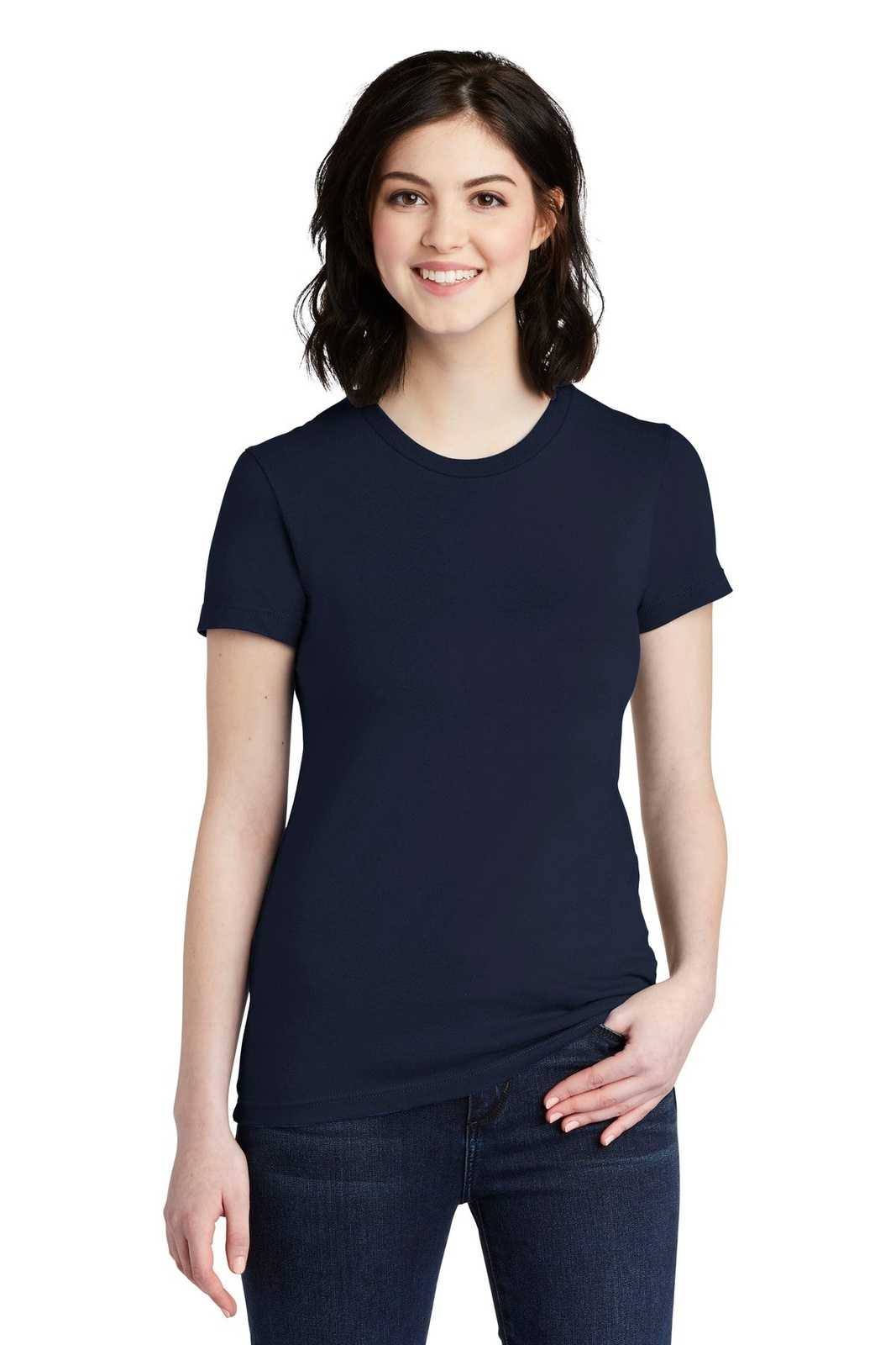 American Apparel 2102W Women&#39;s Fine Jersey T-Shirt - Navy - HIT a Double