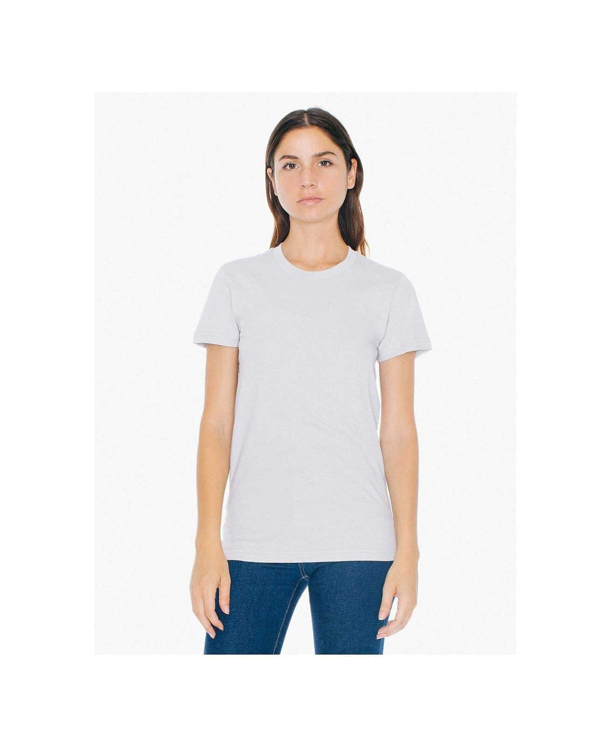 American Apparel 2102W Women&#39;s Fine Jersey T-Shirt - New Silver - HIT a Double