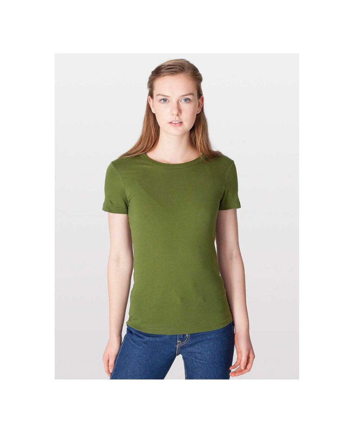 American Apparel 2102W Women&#39;s Fine Jersey T-Shirt - Olive - HIT a Double