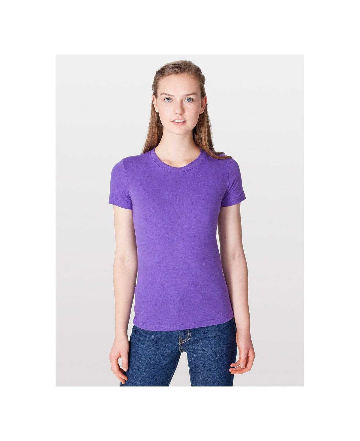 American Apparel 2102W Women&#39;s Fine Jersey T-Shirt - Purple - HIT a Double