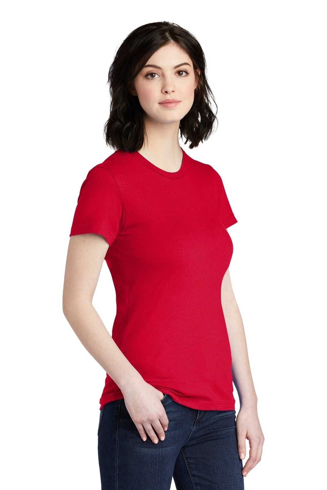 American Apparel 2102W Women&#39;s Fine Jersey T-Shirt - Red - HIT a Double