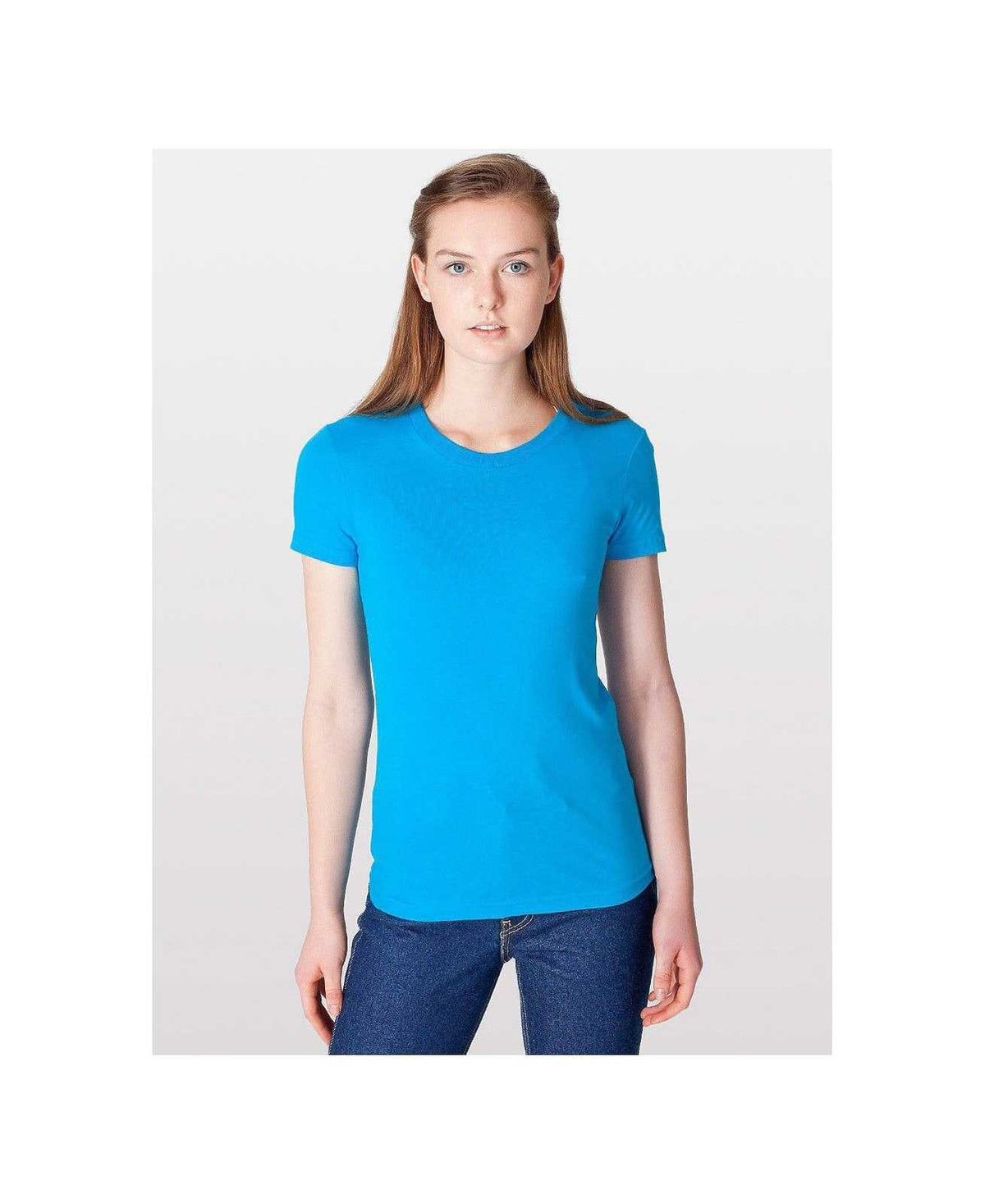 American Apparel 2102W Women&#39;s Fine Jersey T-Shirt - Teal - HIT a Double