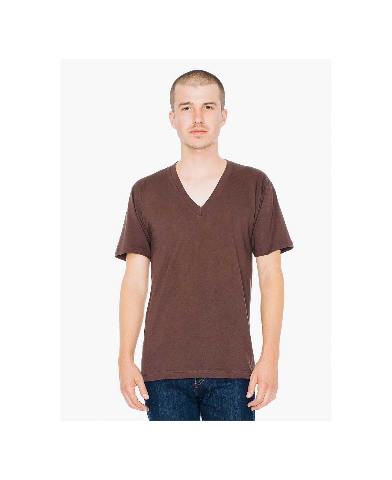 American Apparel 2456W Fine Jersey V-Neck T-Shirt - Brown - HIT a Double
