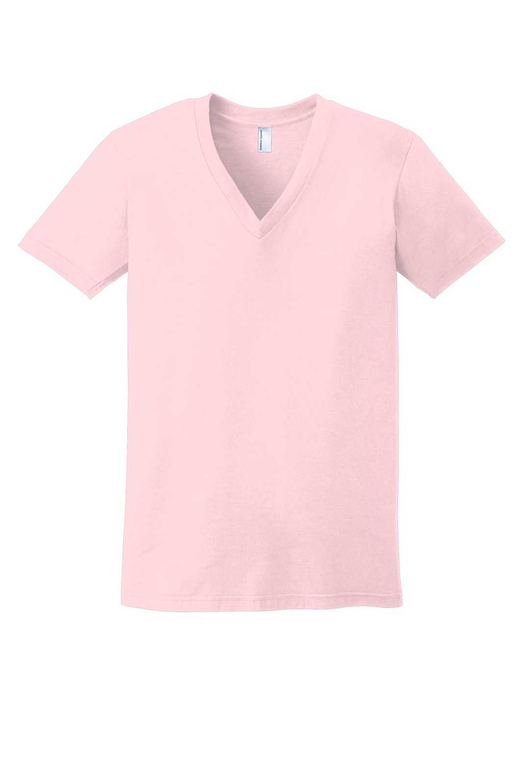 American Apparel 2456W Fine Jersey V-Neck T-Shirt - Light Pink - HIT a Double