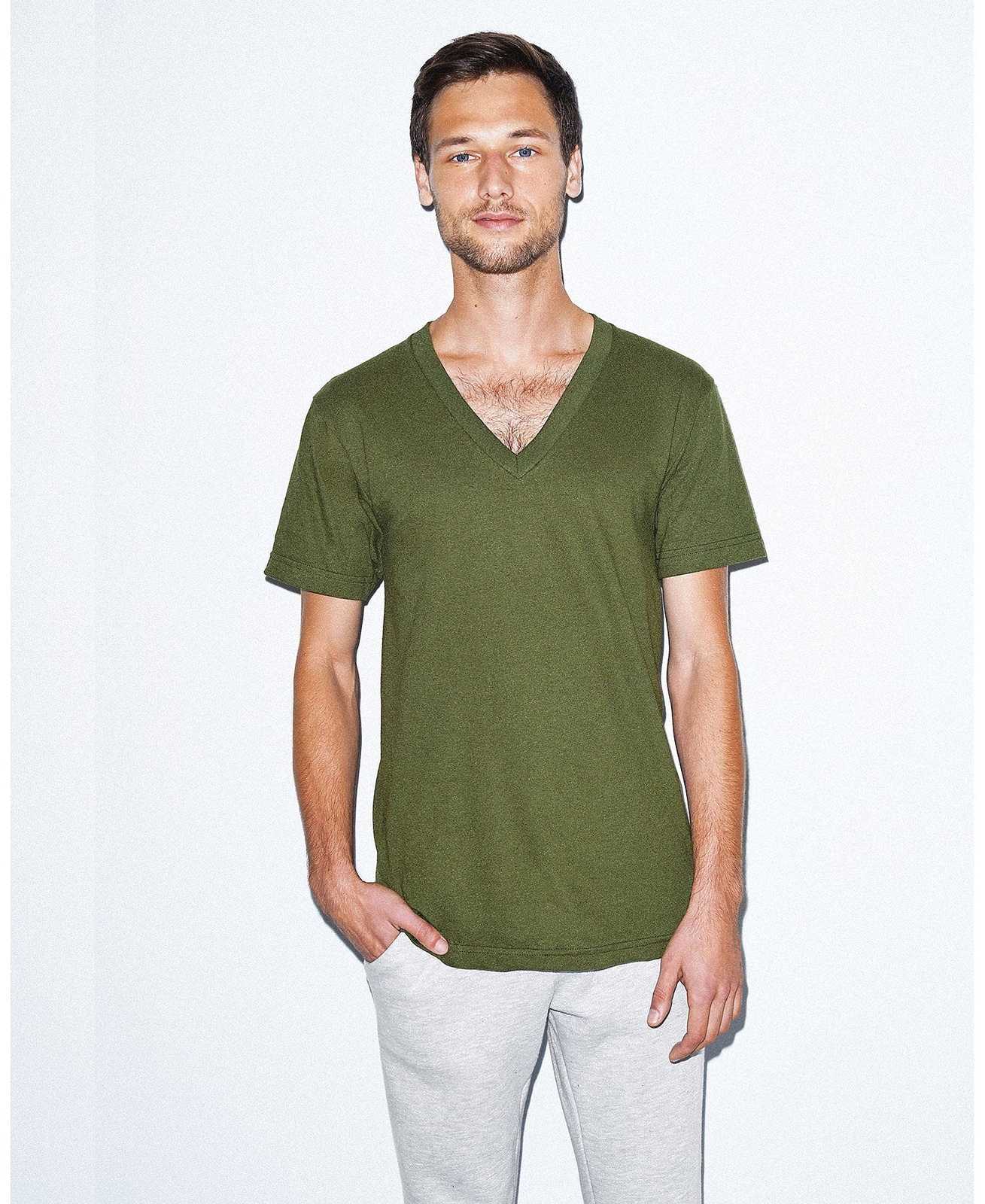 American Apparel 2456W Fine Jersey V-Neck T-Shirt - Olive - HIT a Double