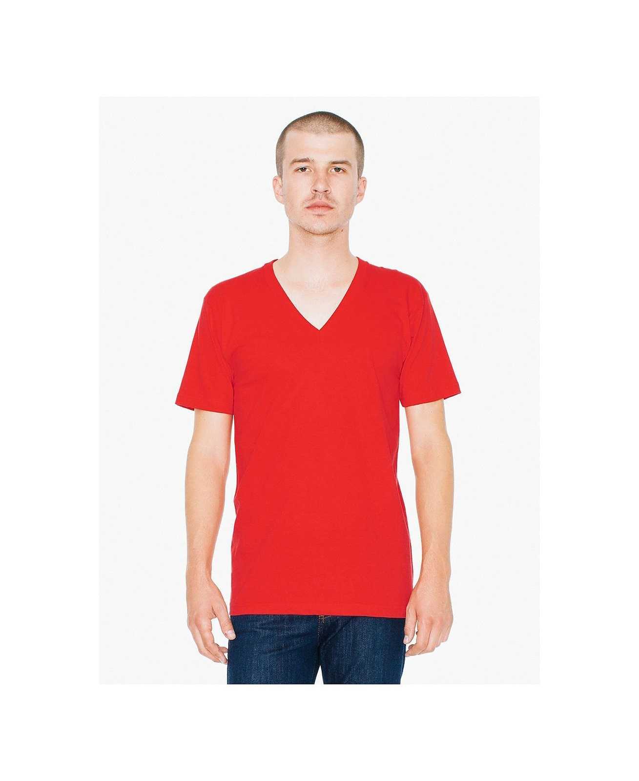 American Apparel 2456W Fine Jersey V-Neck T-Shirt - Red - HIT a Double