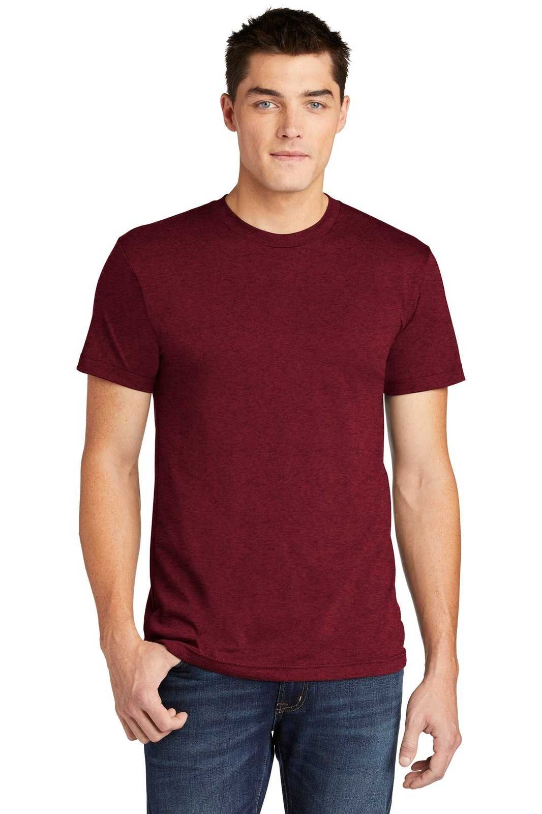 American Apparel BB401W Poly-Cotton T-Shirt - Heather Cranberry - HIT a Double