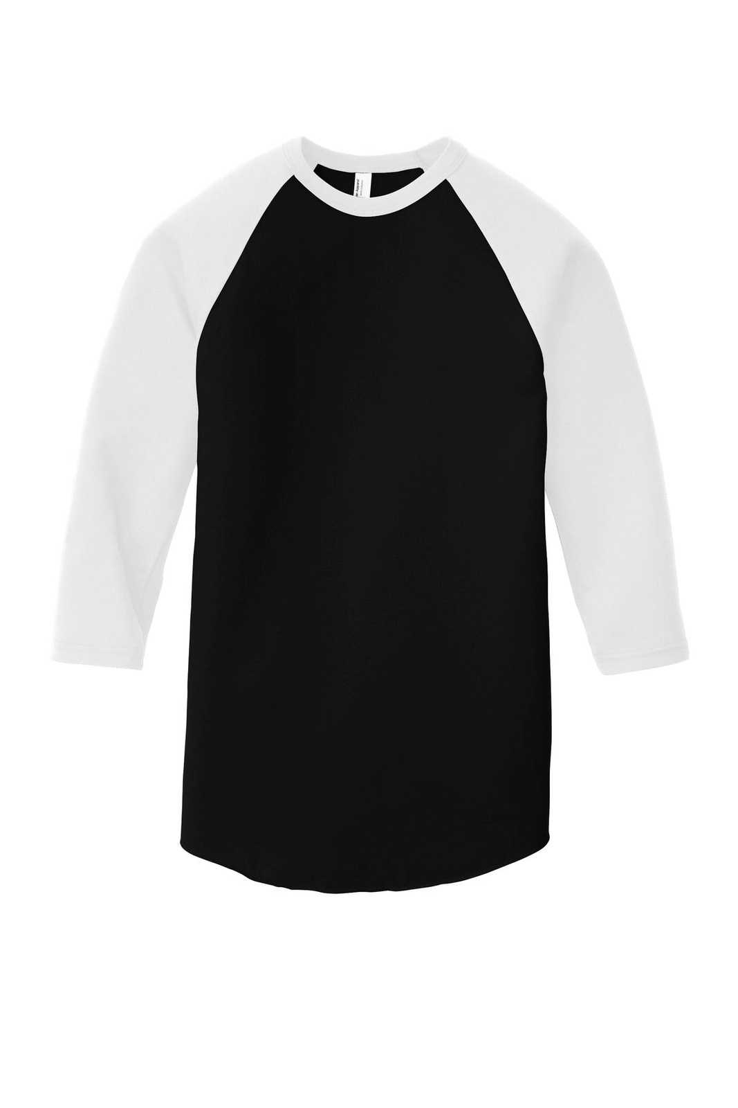 American Apparel BB453W Poly-Cotton 3/4-Sleeve Raglan T-Shirt - Black White - HIT a Double