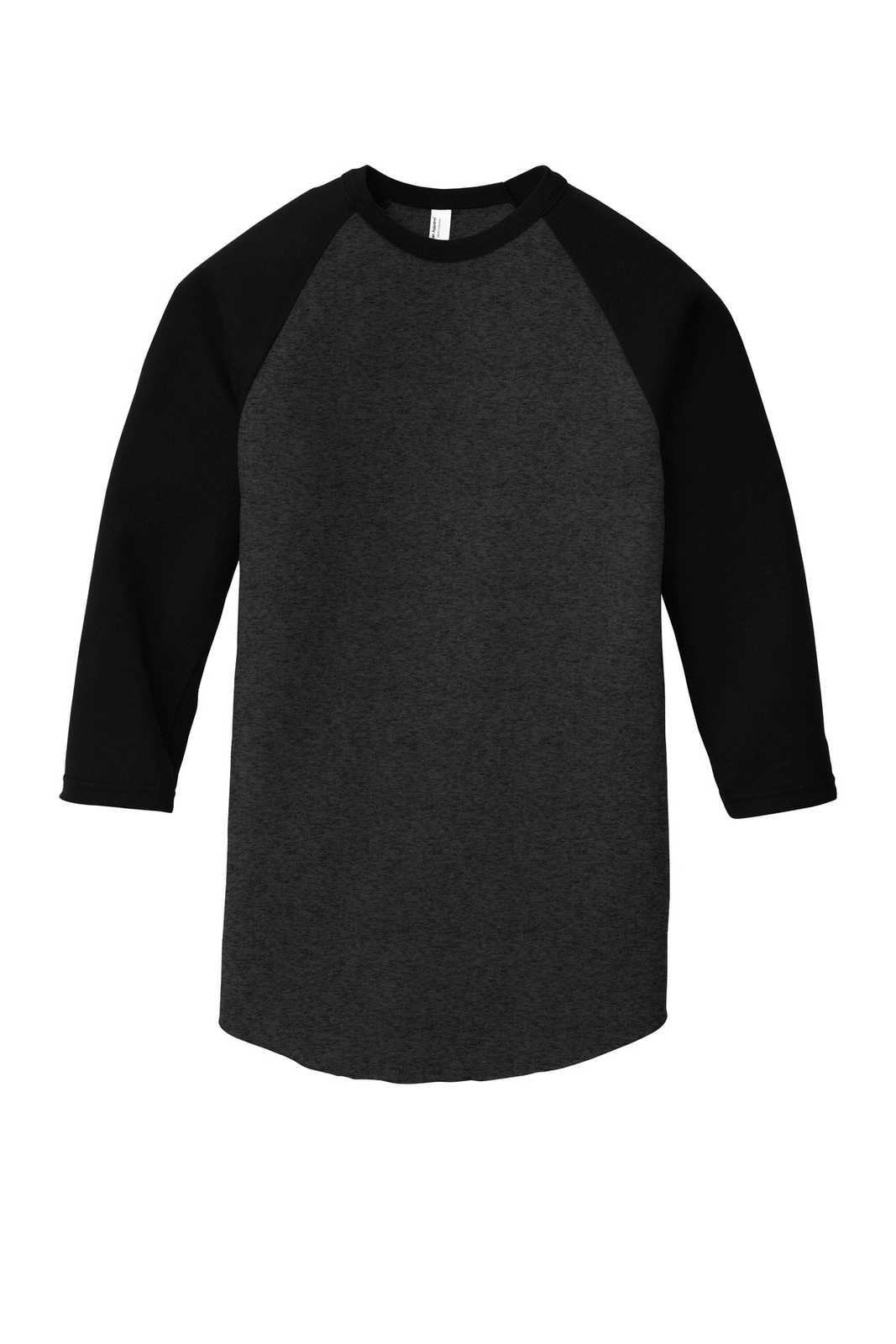 American Apparel BB453W Poly-Cotton 3/4-Sleeve Raglan T-Shirt - Heather Black Black - HIT a Double