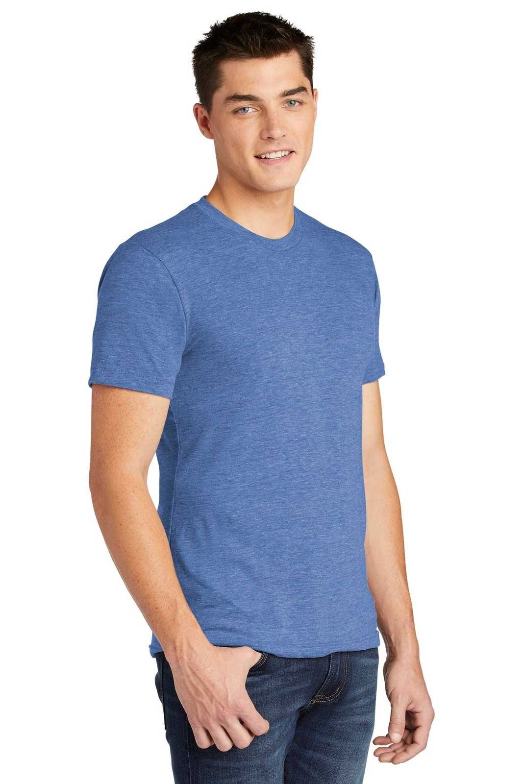 American Apparel TR401W Tri-Blend Short Sleeve Track T-Shirt - Athletic Blue - HIT a Double