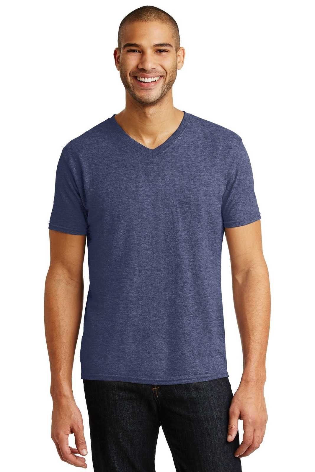 Anvil A6752 Tri-Blend V-Neck Tee - Heather Blue - HIT a Double