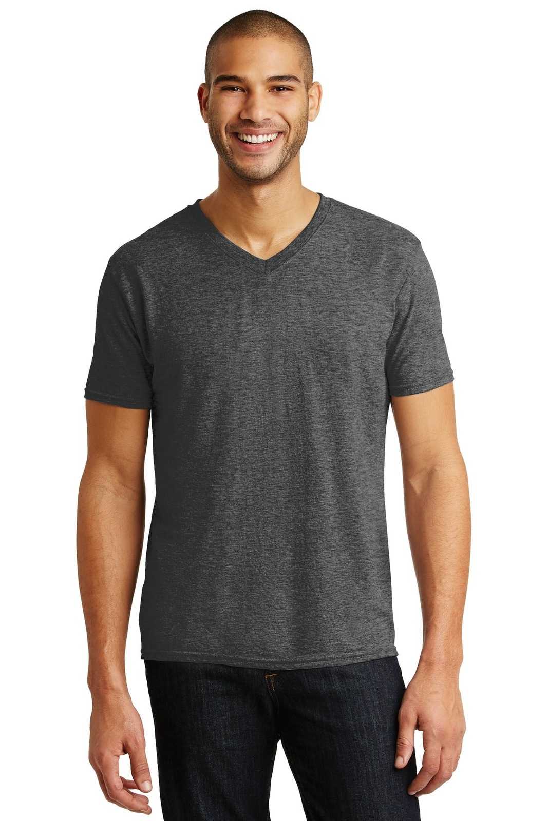 Anvil A6752 Tri-Blend V-Neck Tee - Heather Dark Gray - HIT a Double