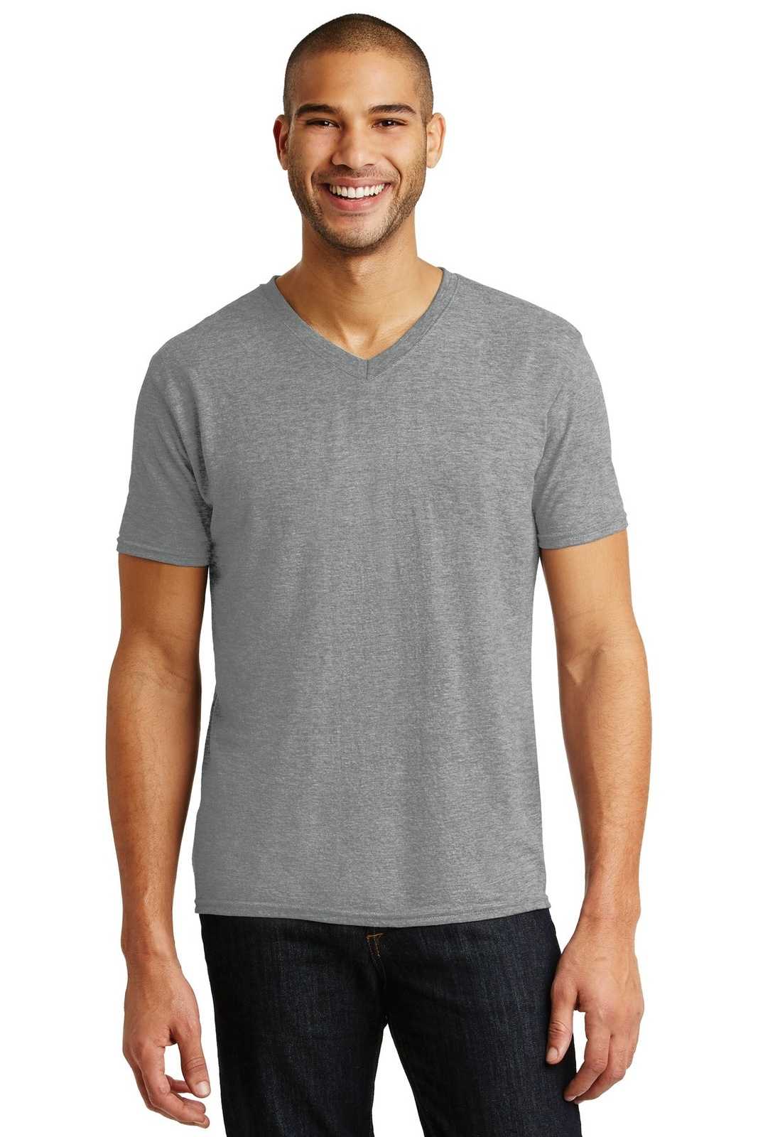Anvil A6752 Tri-Blend V-Neck Tee - Heather Gray - HIT a Double