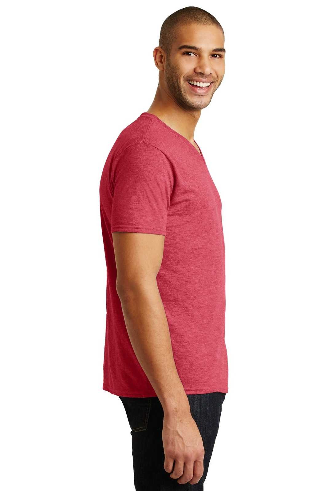 Anvil A6752 Tri-Blend V-Neck Tee - Heather Red - HIT a Double