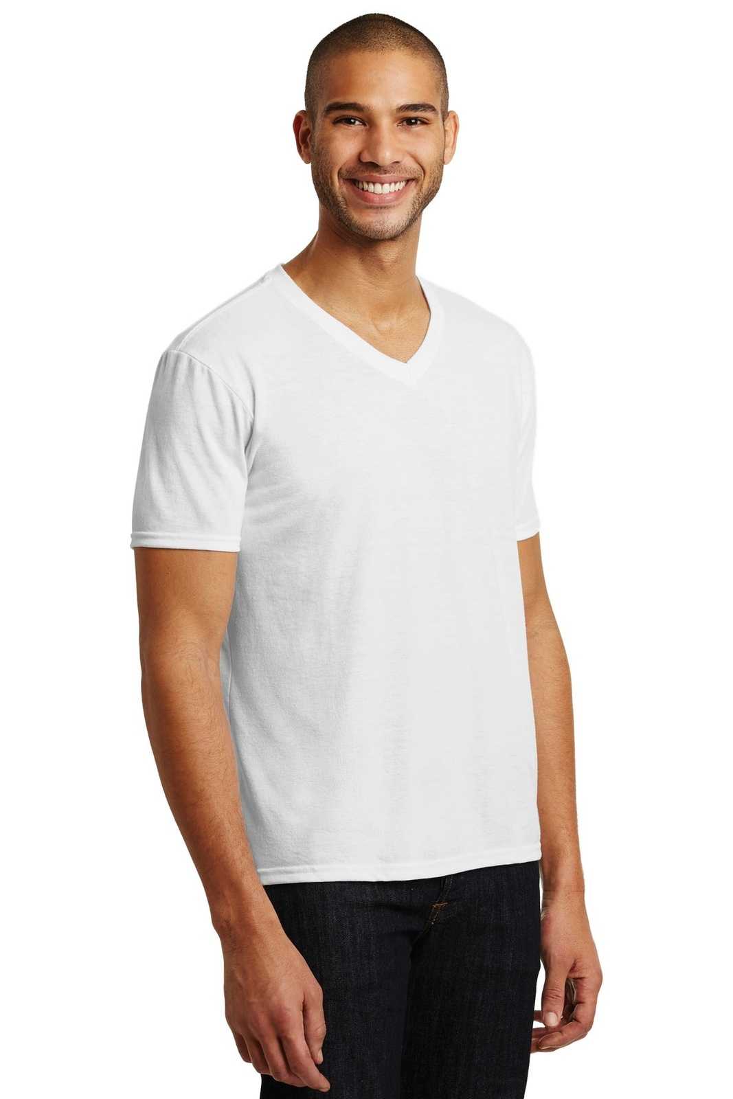 Anvil A6752 Tri-Blend V-Neck Tee - White - HIT a Double