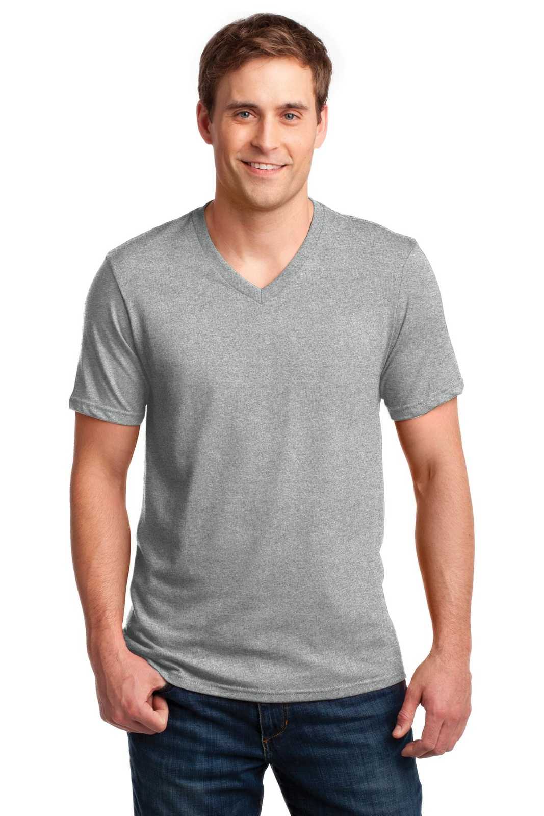 Anvil A982 100% Combed Ring Spun Cotton V-Neck T-Shirt - Heather Gray - HIT a Double