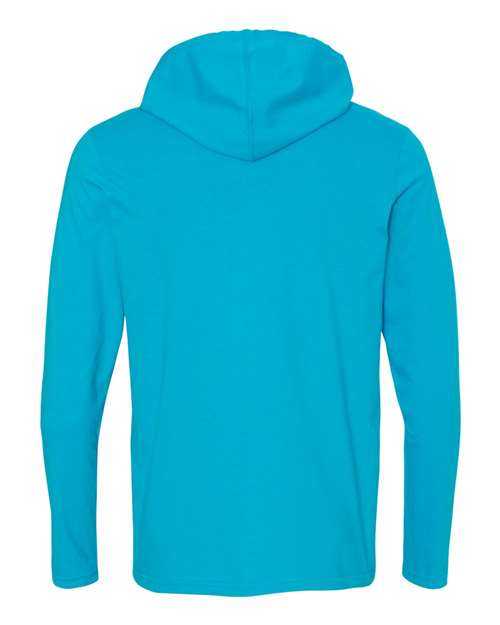 Anvil By Gildan 987 Softstyle Lightweight Hooded Long Sleeve T-Shirt - Caribbean Blue Dark Grey - HIT a Double