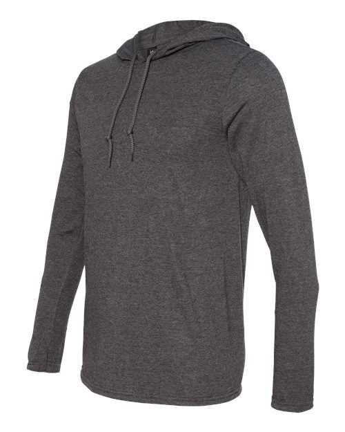 Anvil By Gildan 987 Softstyle Lightweight Hooded Long Sleeve T-Shirt - Heather Dark Grey Dark Grey - HIT a Double