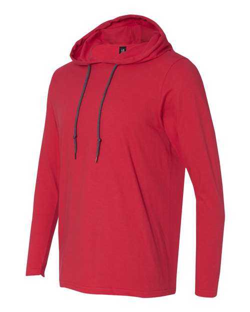 Anvil By Gildan 987 Softstyle Lightweight Hooded Long Sleeve T-Shirt - True Red Dark Grey - HIT a Double