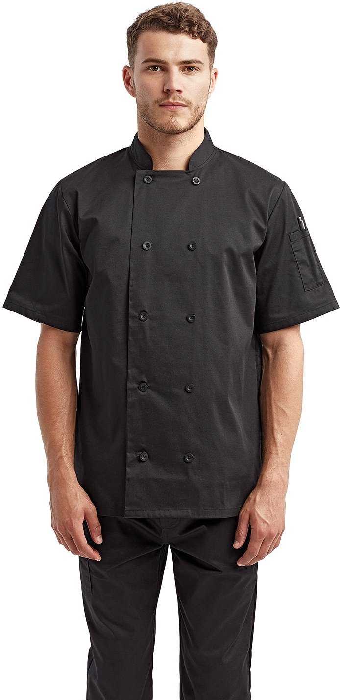Artisan Collection by Reprime RP656 Unisex Short-Sleeve Sustainable Chef'S Jacket - BLACK - HIT a Double - 1