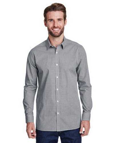 Artisan Collection by Reprime RP220 Men&#39;s Microcheck Gingham Long-Sleeve Cotton Shirt - Black White - HIT a Double