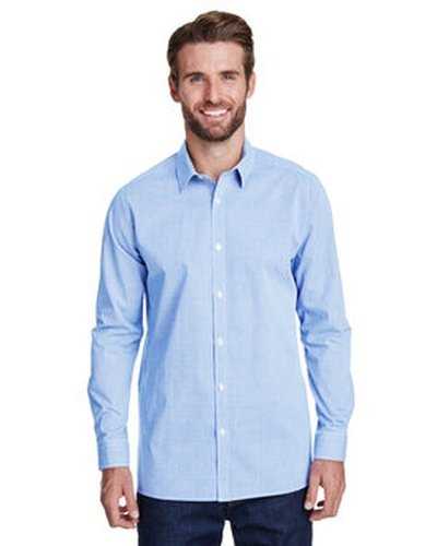 Artisan Collection by Reprime RP220 Men's Microcheck Gingham Long-Sleeve Cotton Shirt - Light Blue White - HIT a Double
