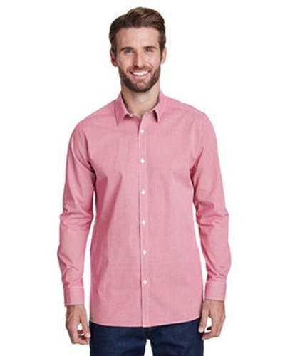 Artisan Collection by Reprime RP220 Men&#39;s Microcheck Gingham Long-Sleeve Cotton Shirt - Red White - HIT a Double