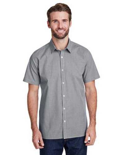 Artisan Collection by Reprime RP221 Mens Microcheck Gingham Short-Sleeve Cotton Shirt - Black White - HIT a Double