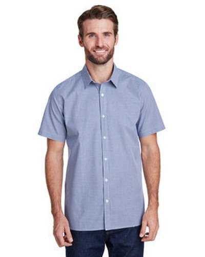 Artisan Collection by Reprime RP221 Mens Microcheck Gingham Short-Sleeve Cotton Shirt - Navy White - HIT a Double