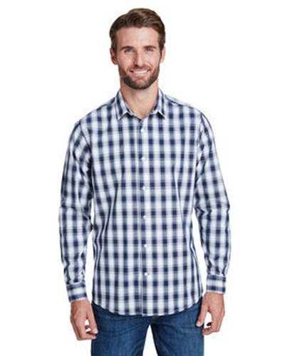 Artisan Collection by Reprime RP250 Men&#39;s Mulligan Check Long-Sleeve Cotton Shirt - White Navy - HIT a Double
