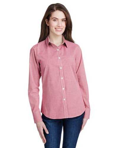 Artisan Collection by Reprime RP320 Ladies' Microcheck Gingham Long-Sleeve Cotton Shirt - Red White - HIT a Double
